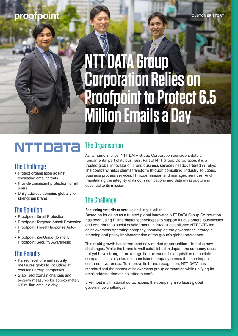 NTT DATA Group Corporation Email Security Enhancement
