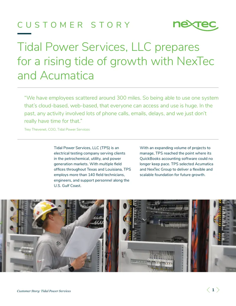 Tidal Power Services Implements Acumatica for Growth