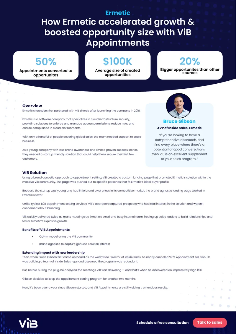 Ermetic Growth Acceleration with ViB Appointments