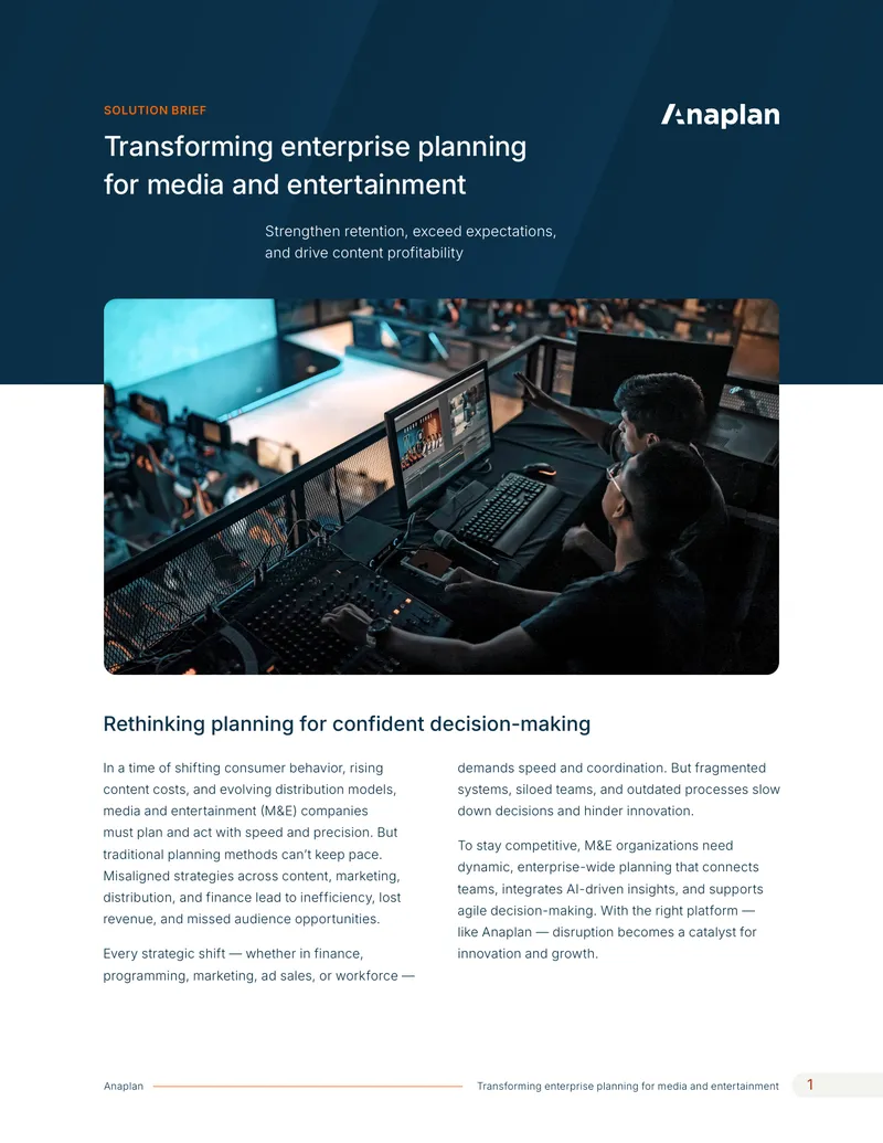 Transforming Enterprise Planning for Media and Entertainment