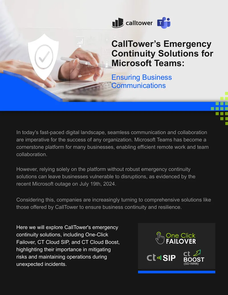 CallTower Emergency Continuity Solutions for Microsoft Teams