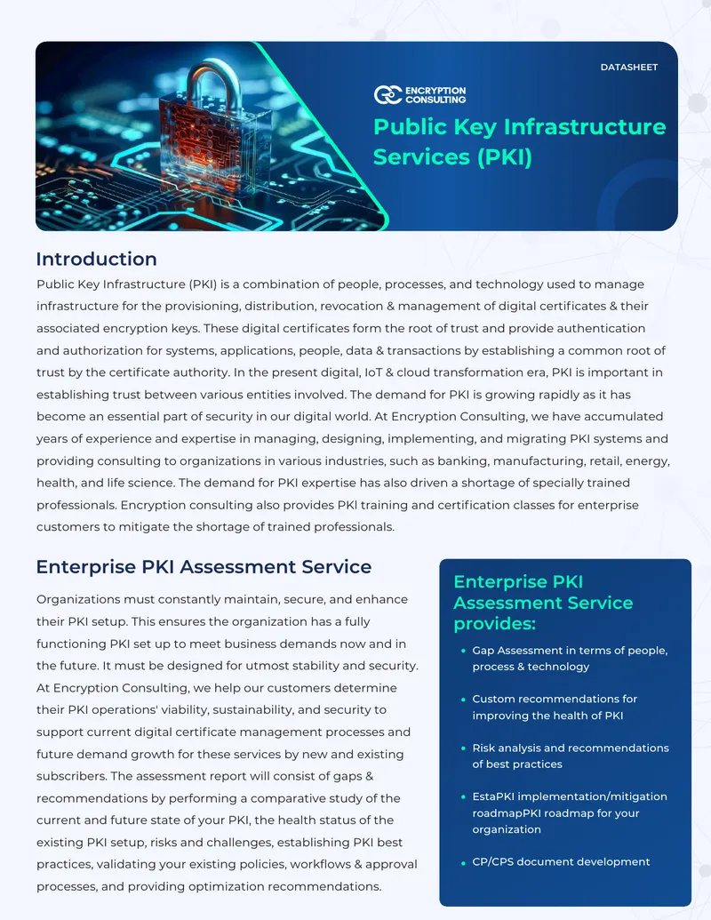 Public Key Infrastructure Assessment and Support Services