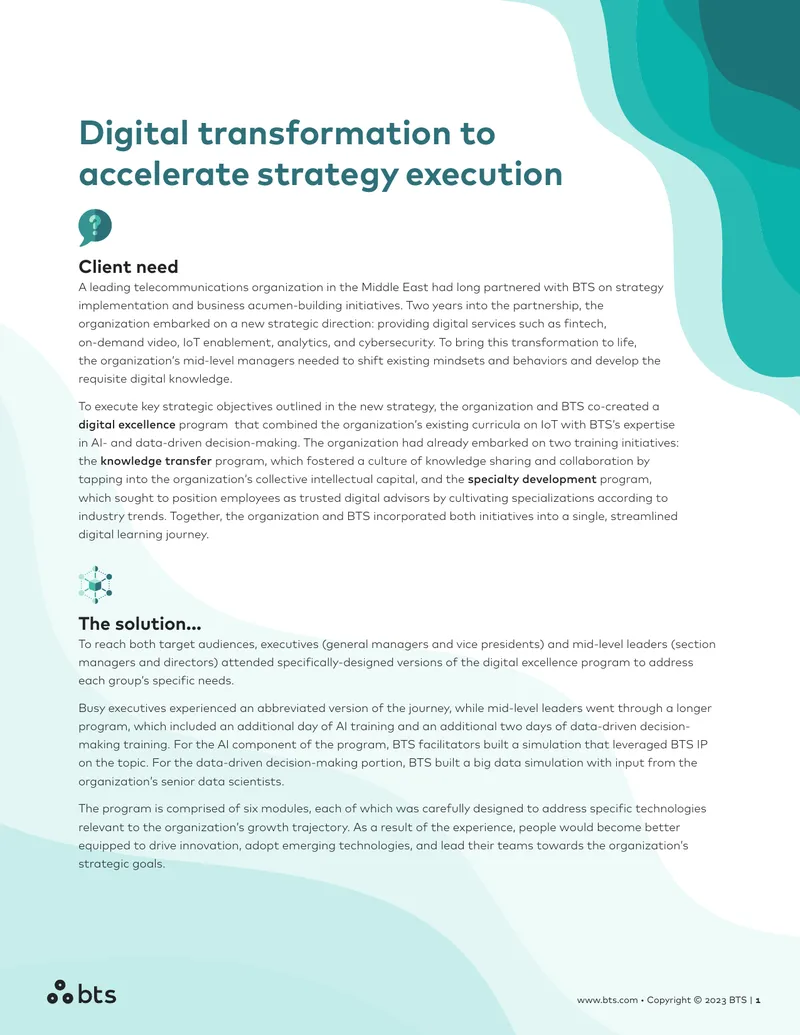 Digital Excellence Program for Telecommunications Transformation
