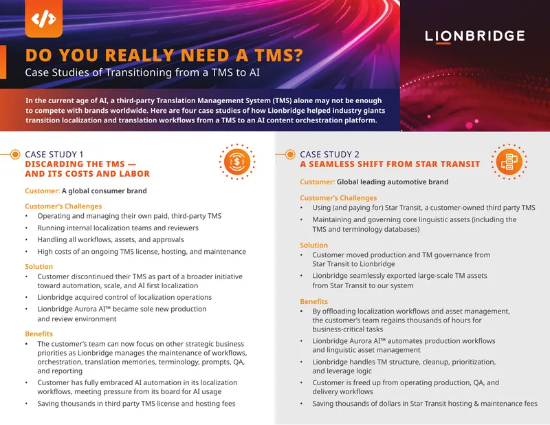 Case Studies on Transitioning from TMS to AI Localization