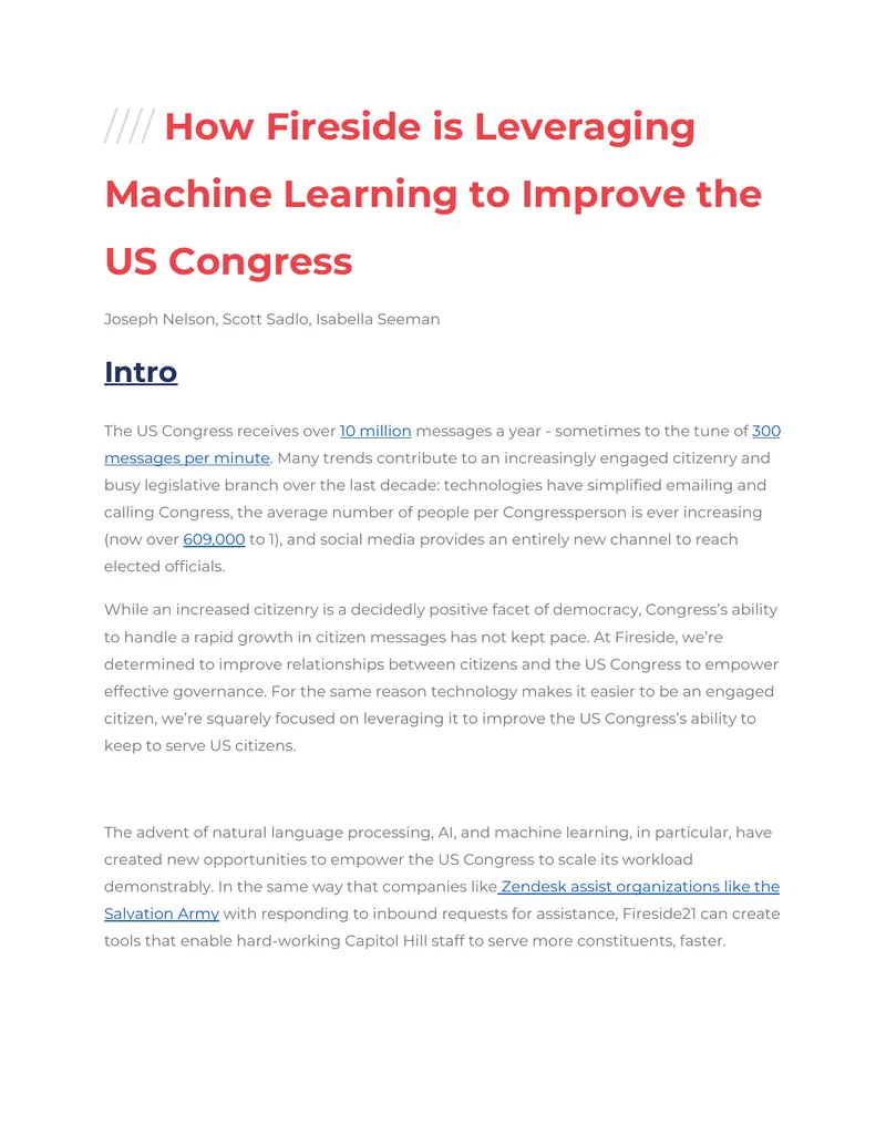Leveraging Machine Learning for Congressional Engagement
