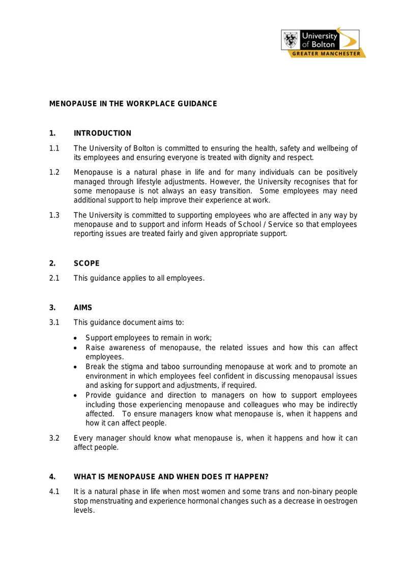 Menopause in the Workplace Guidance
