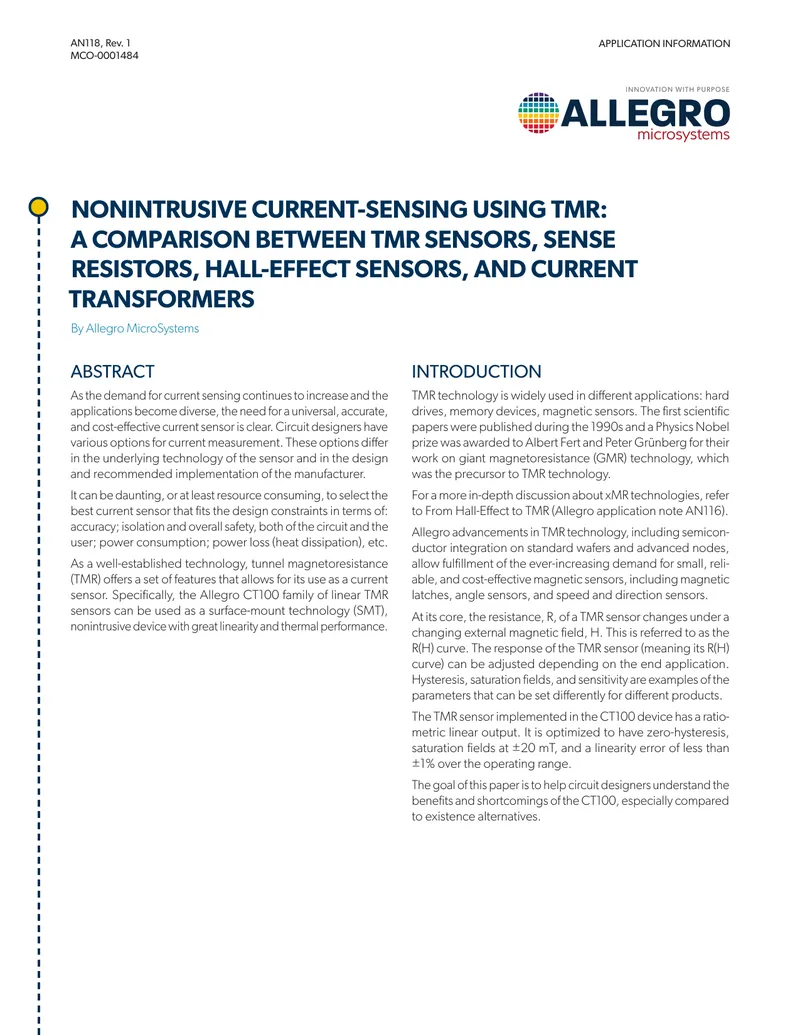 Nonintrusive Current-Sensing Using TMR Technology