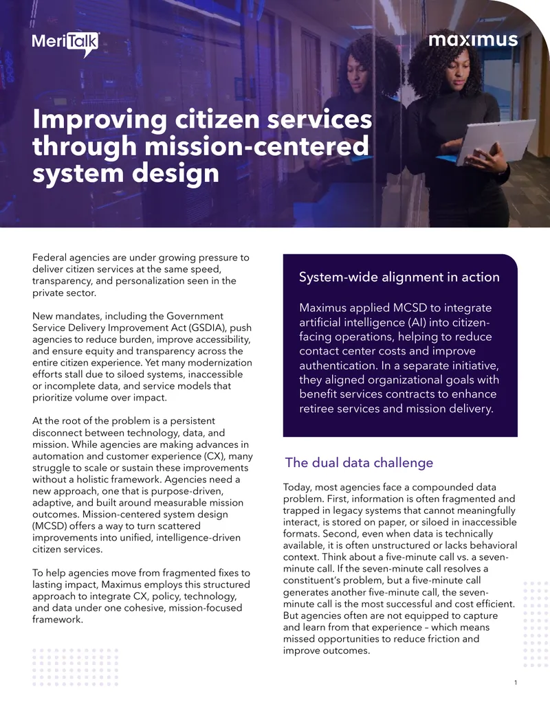 Mission-Centered System Design for Citizen Services