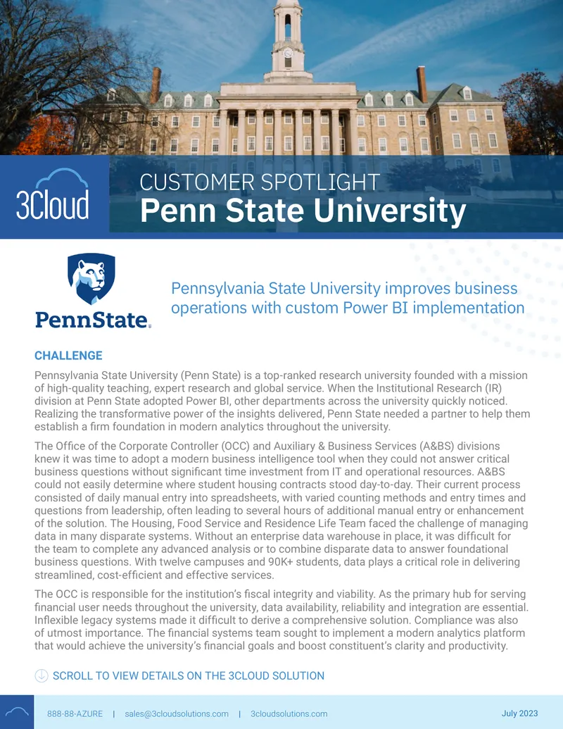 Penn State University Power BI Implementation Case Study