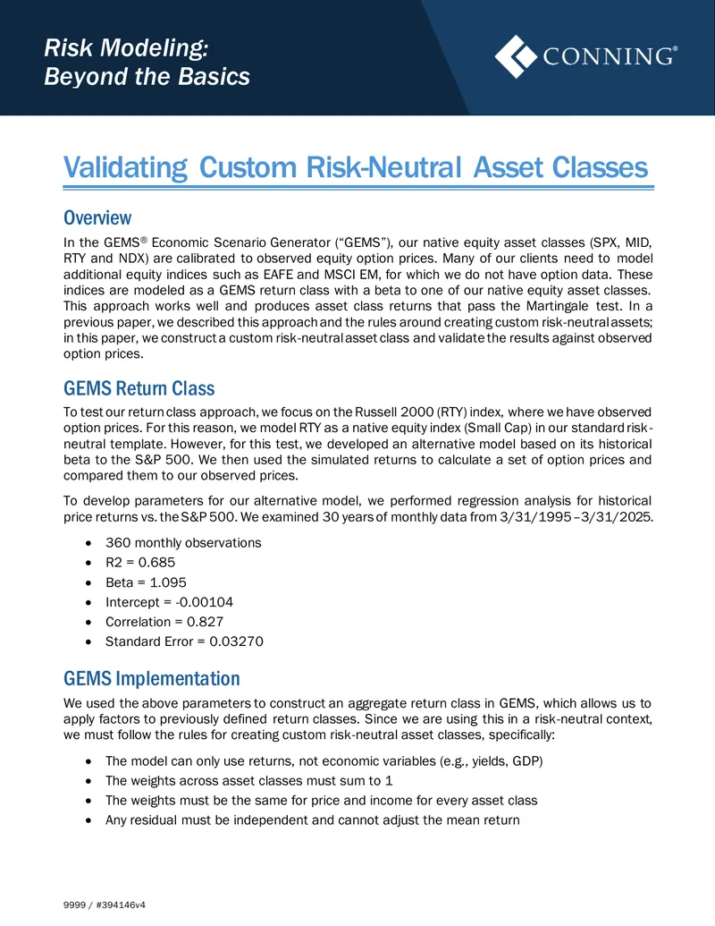 Risk Modeling and Validation of Custom Asset Classes