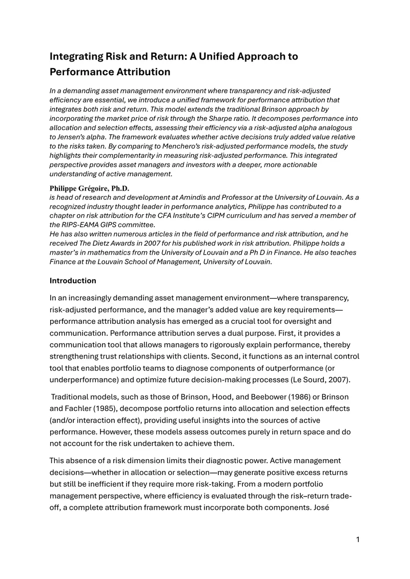 Unified Framework for Performance Attribution in Asset Management