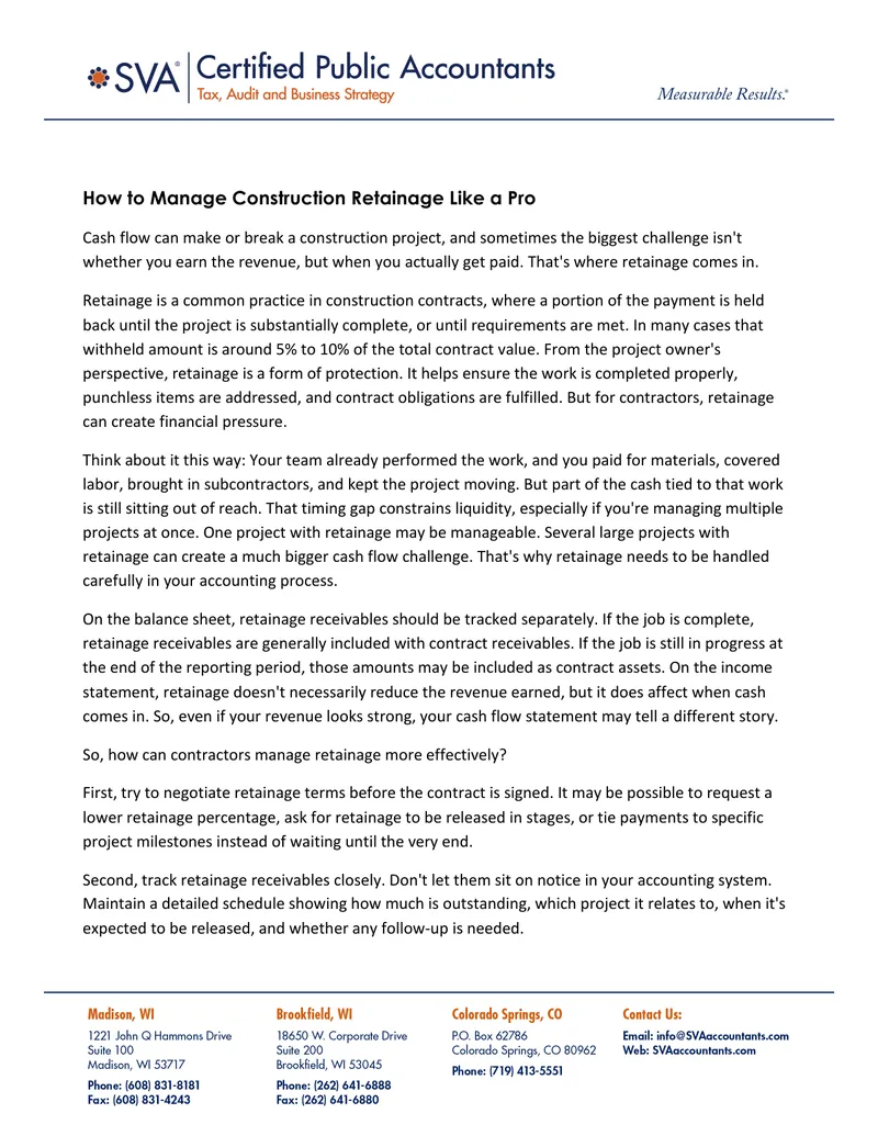 Managing Construction Retainage Effectively