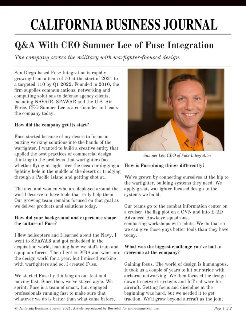 Q&A With CEO Sumner Lee of Fuse Integration