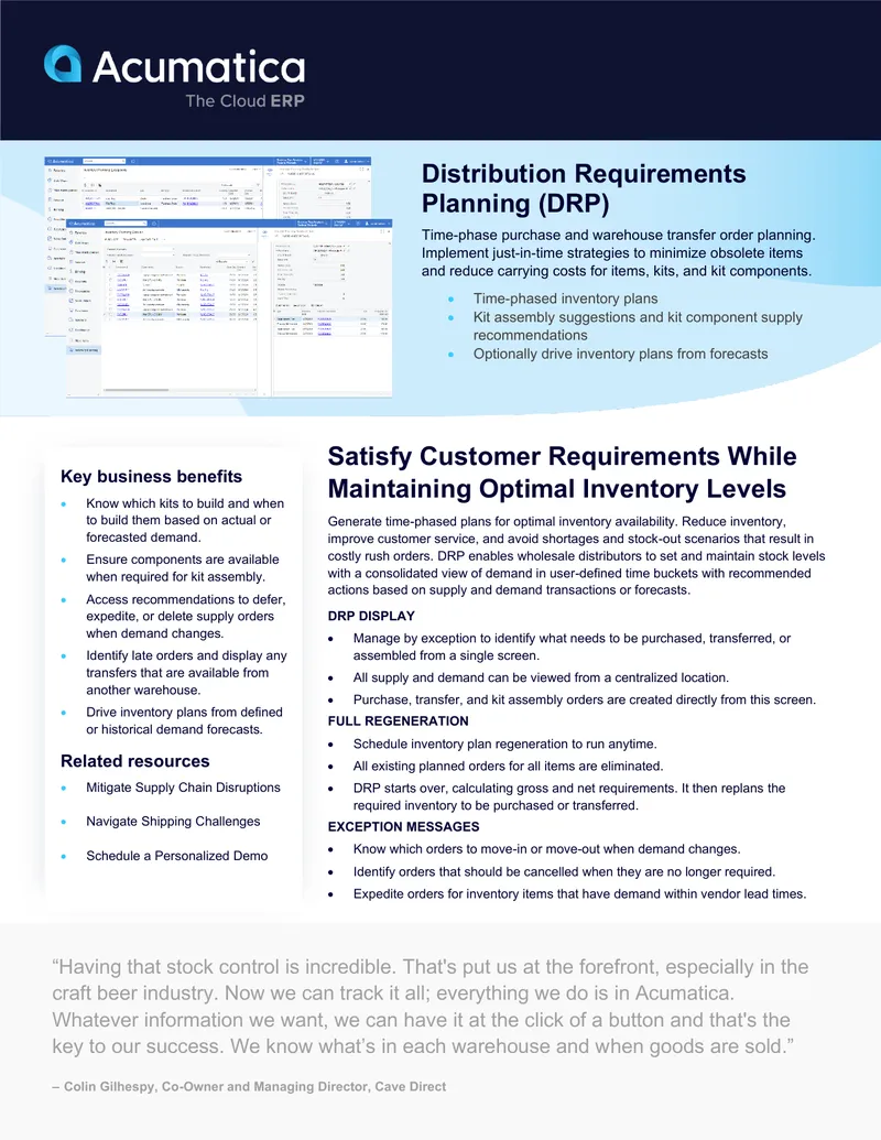Distribution Requirements Planning Overview