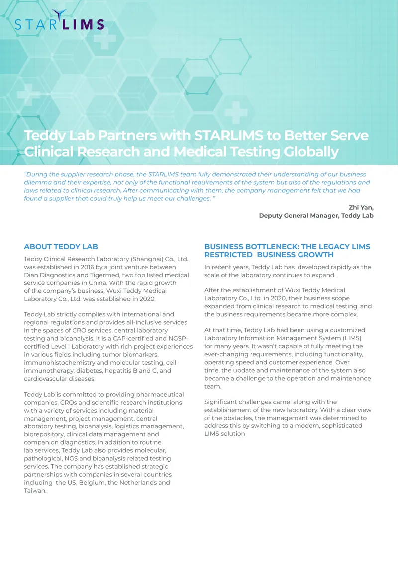 Teddy Lab LIMS Implementation Case Study