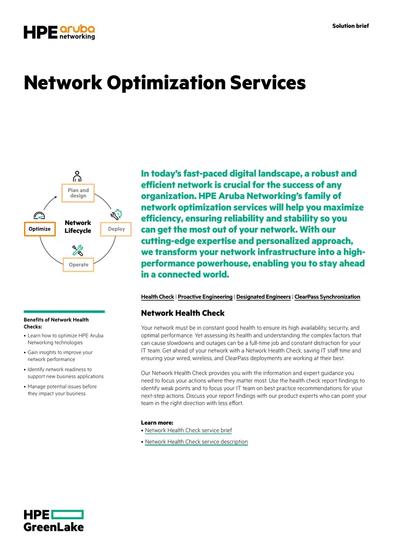 HPE Aruba Networking Optimization Services Overview