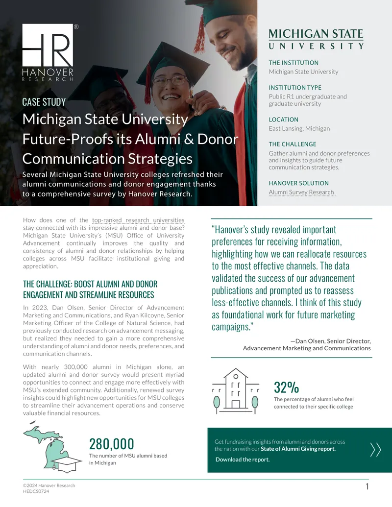 Michigan State University Alumni and Donor Engagement Case Study preview page 1