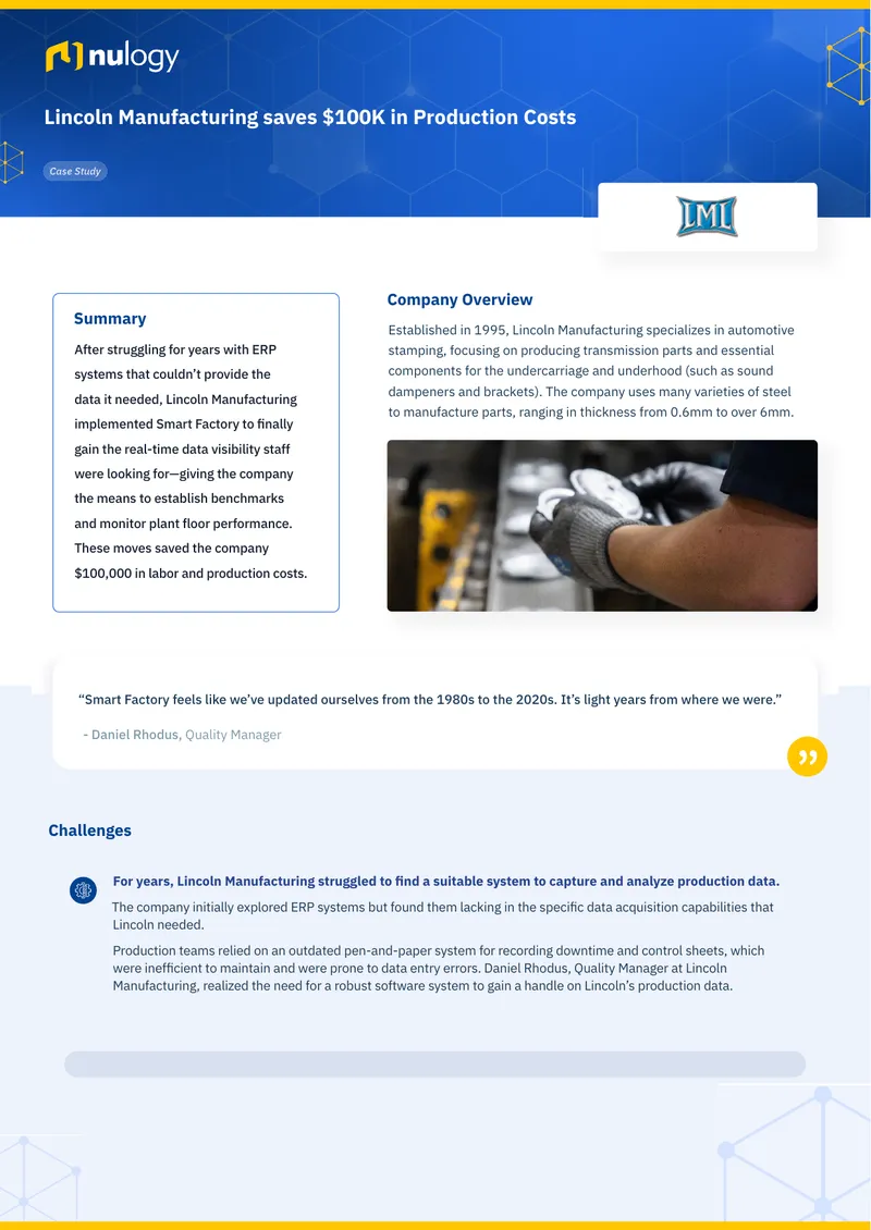 Lincoln Manufacturing Smart Factory Implementation Case Study
