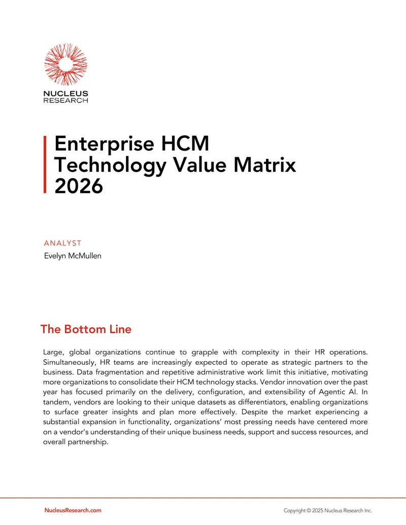 Enterprise HCM Technology Value Matrix 2026