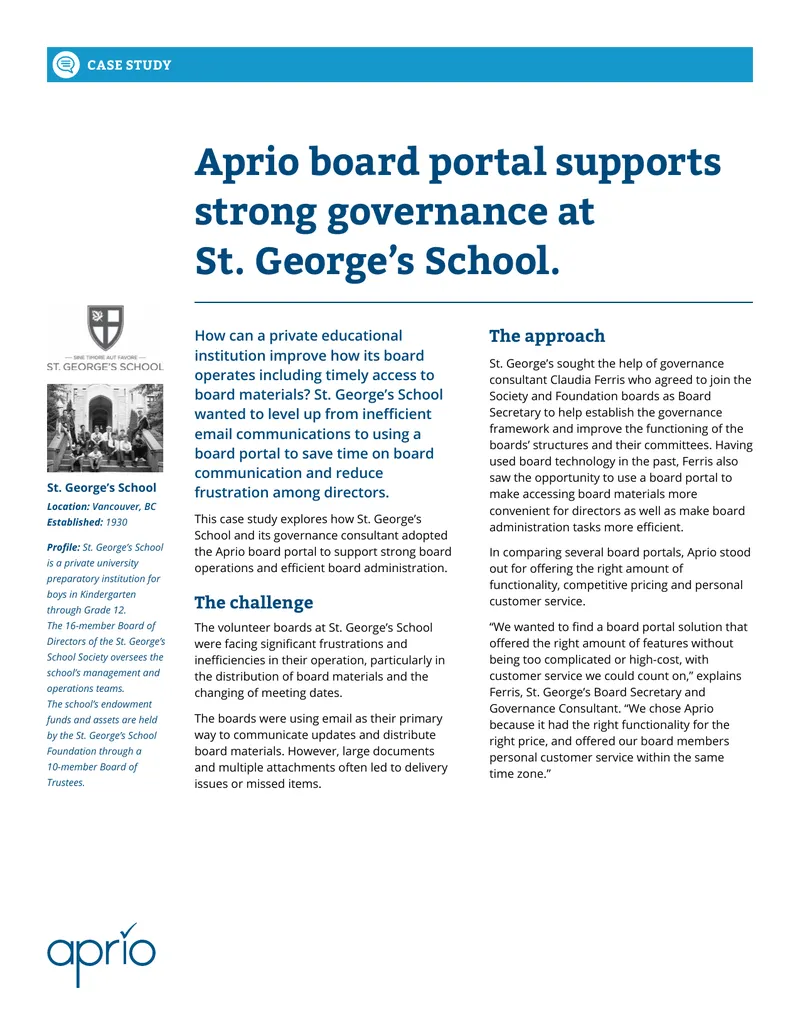 St. George’s School Board Portal Case Study