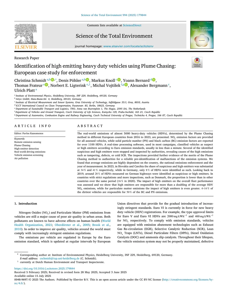 Identification of High Emitting Heavy Duty Vehicles