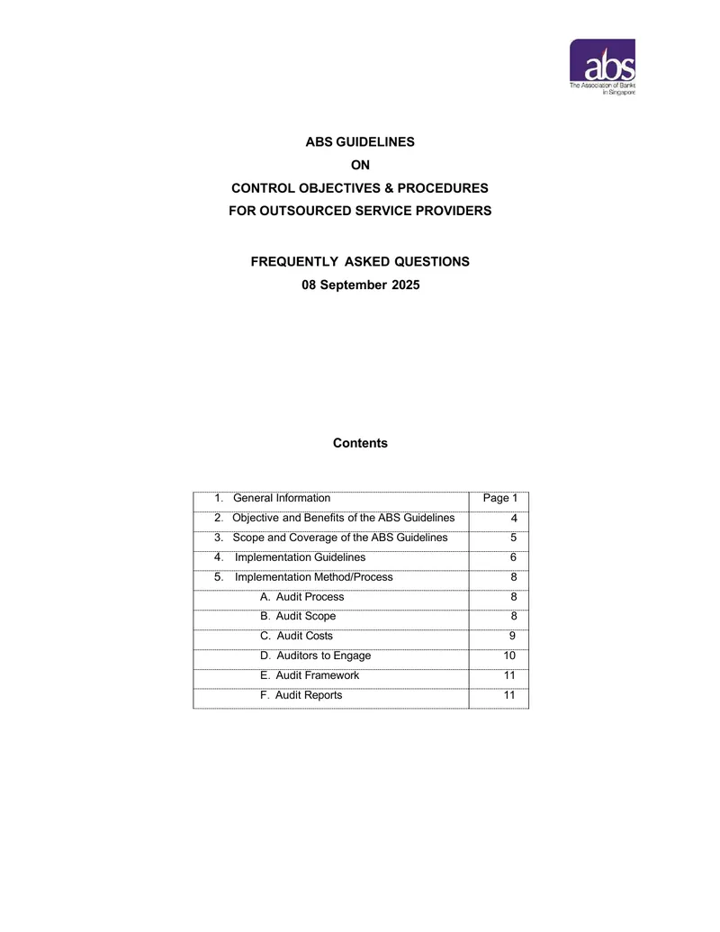 ABS Guidelines on Control Objectives for Outsourced Service Providers