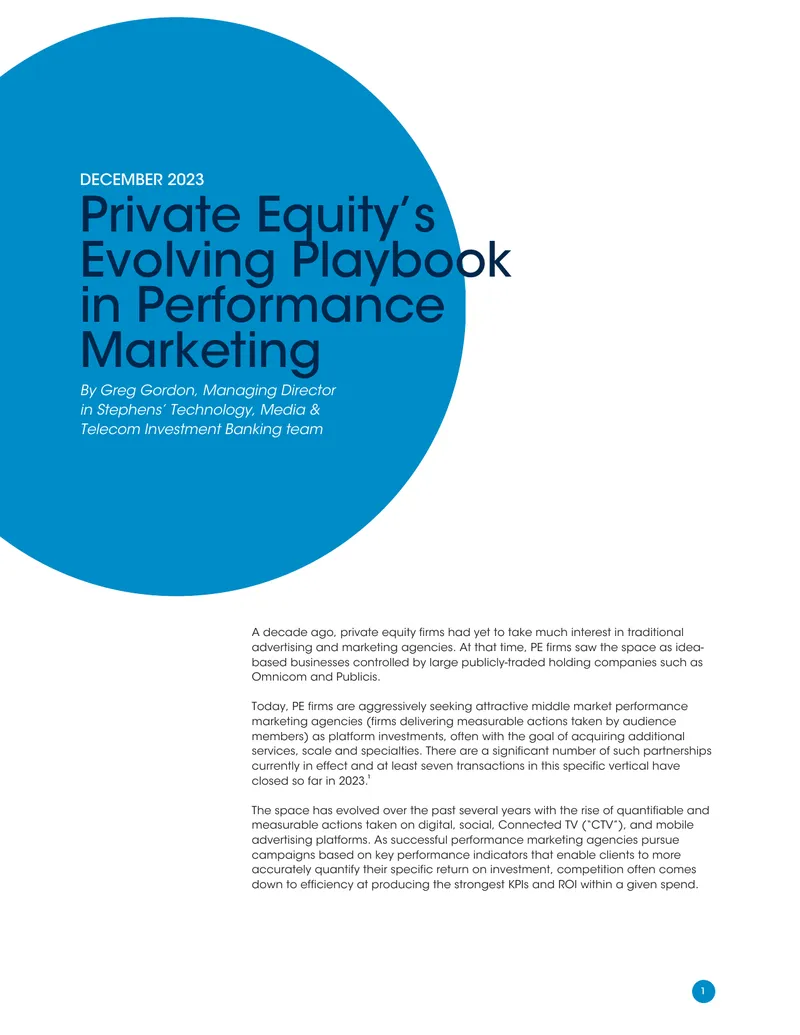 Private Equity's Evolving Playbook in Performance Marketing
