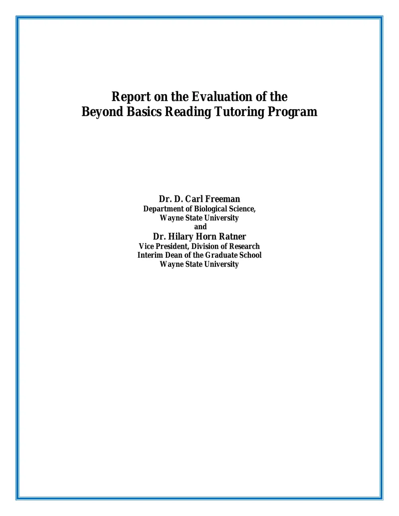 Evaluation Report of Beyond Basics Reading Program