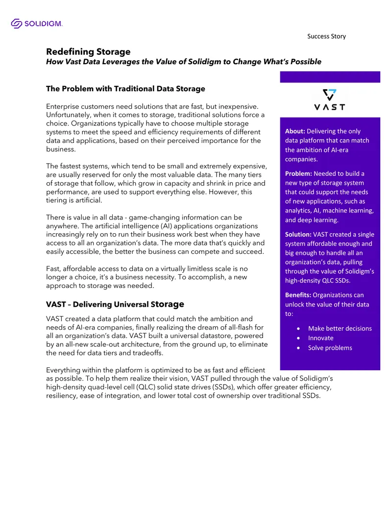 VAST Data and Solidigm Storage Solutions