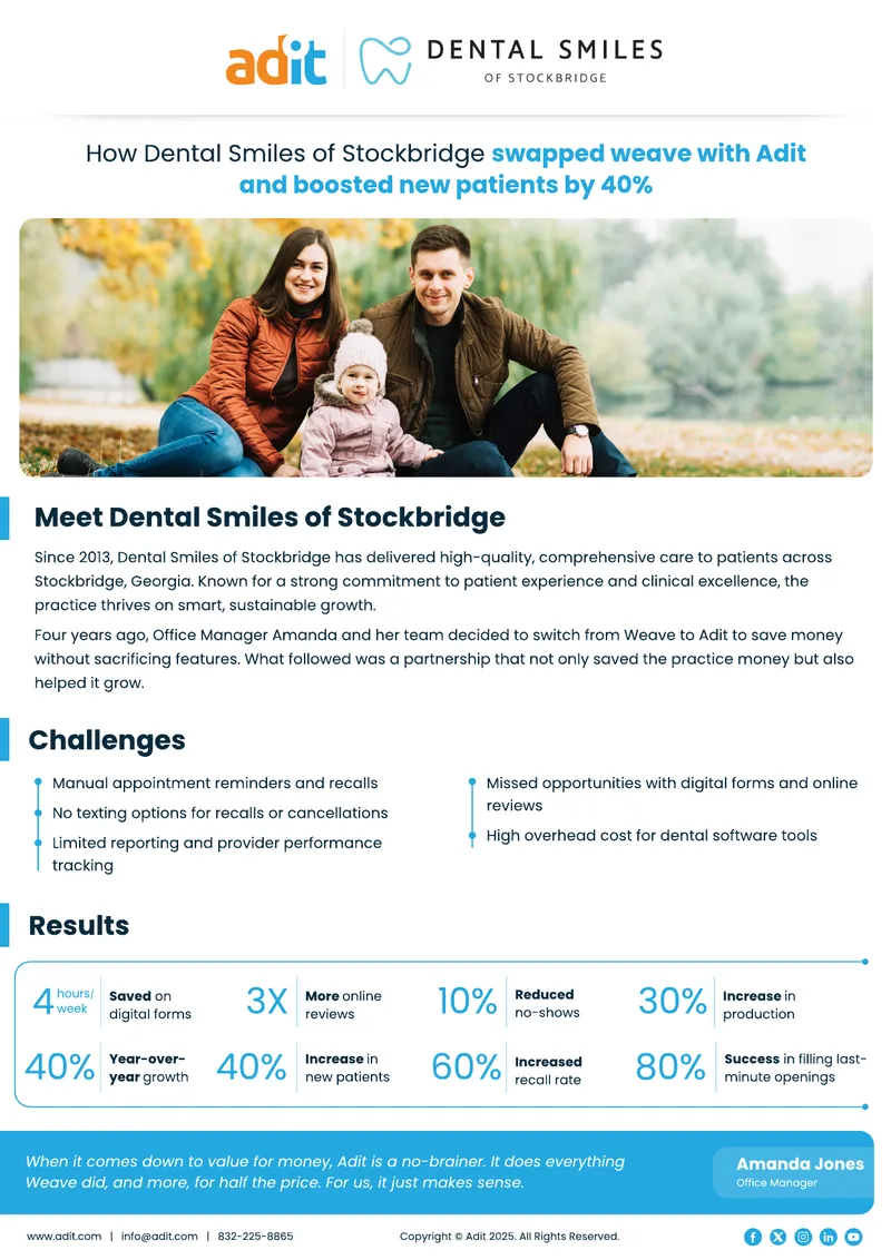 Dental Smiles of Stockbridge Adit Implementation Case Study