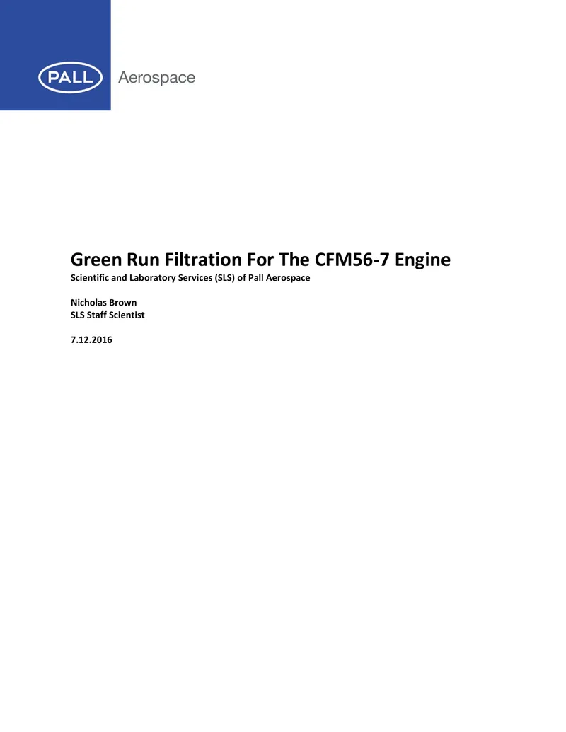 Green Run Filtration for CFM56-7 Engine