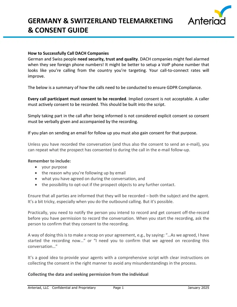 Telemarketing and Consent Compliance Guide for DACH