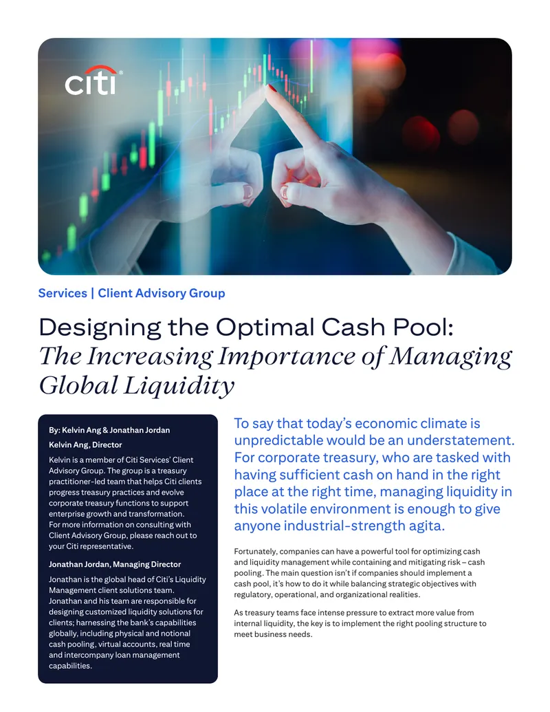 Designing the Optimal Cash Pool for Global Liquidity Management