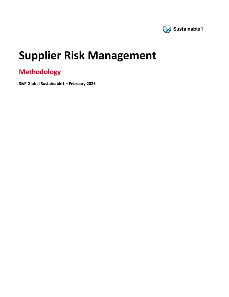 Supplier Risk Management Methodology Overview