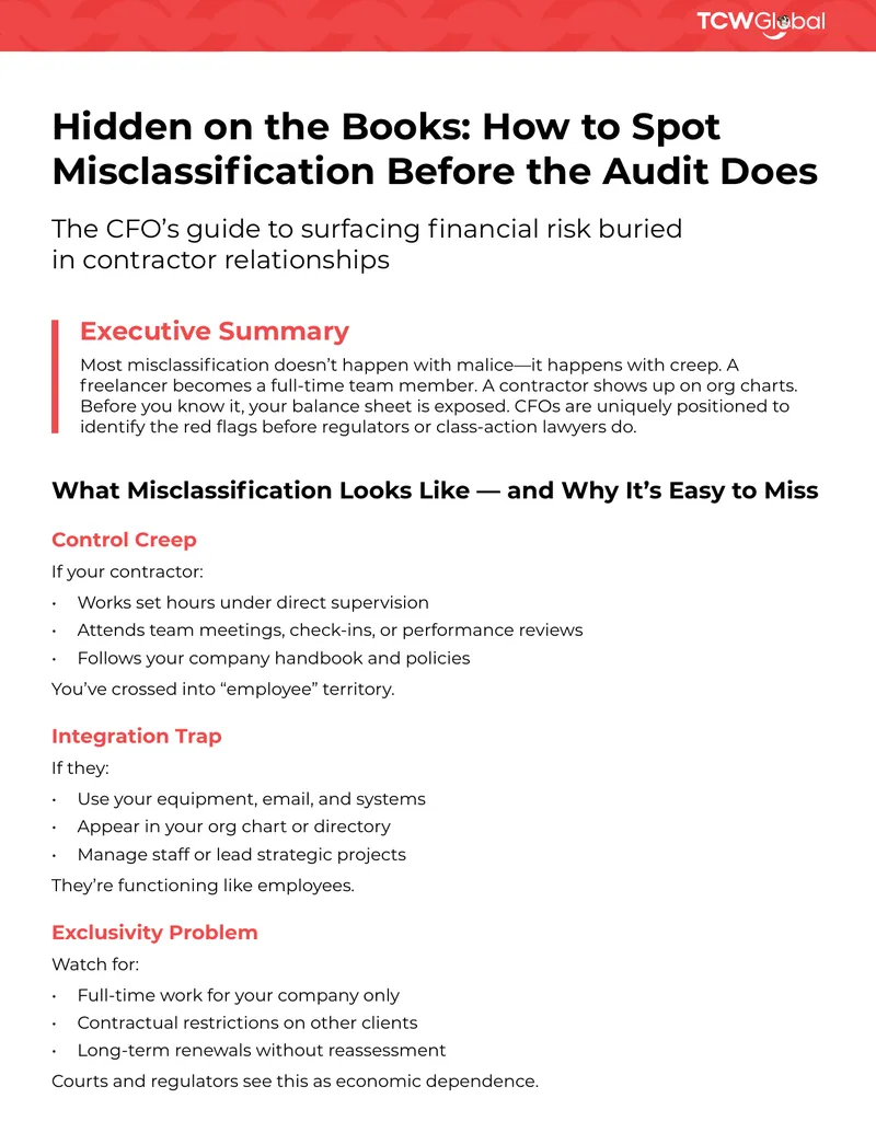 CFO Guide to Identifying Contractor Misclassification
