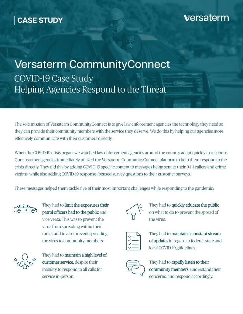 Versaterm CommunityConnect COVID-19 Case Study
