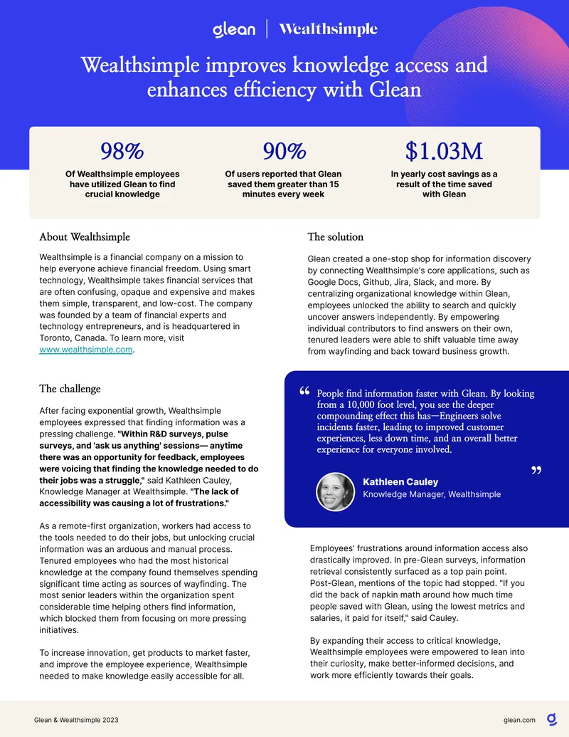 Wealthsimple's Knowledge Access Improvement with Glean