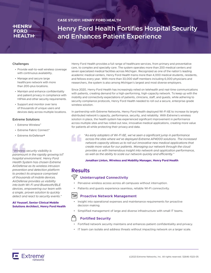 Henry Ford Health Security Enhancement Case Study