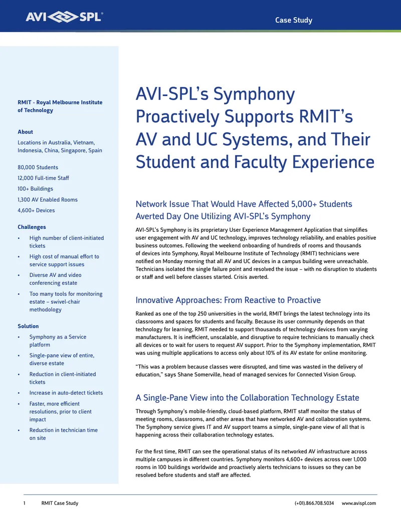 RMIT Case Study on AVI-SPL Symphony Implementation