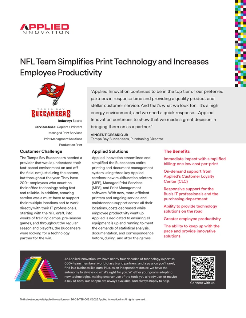 Tampa Bay Buccaneers Print Technology Improvement Case Study