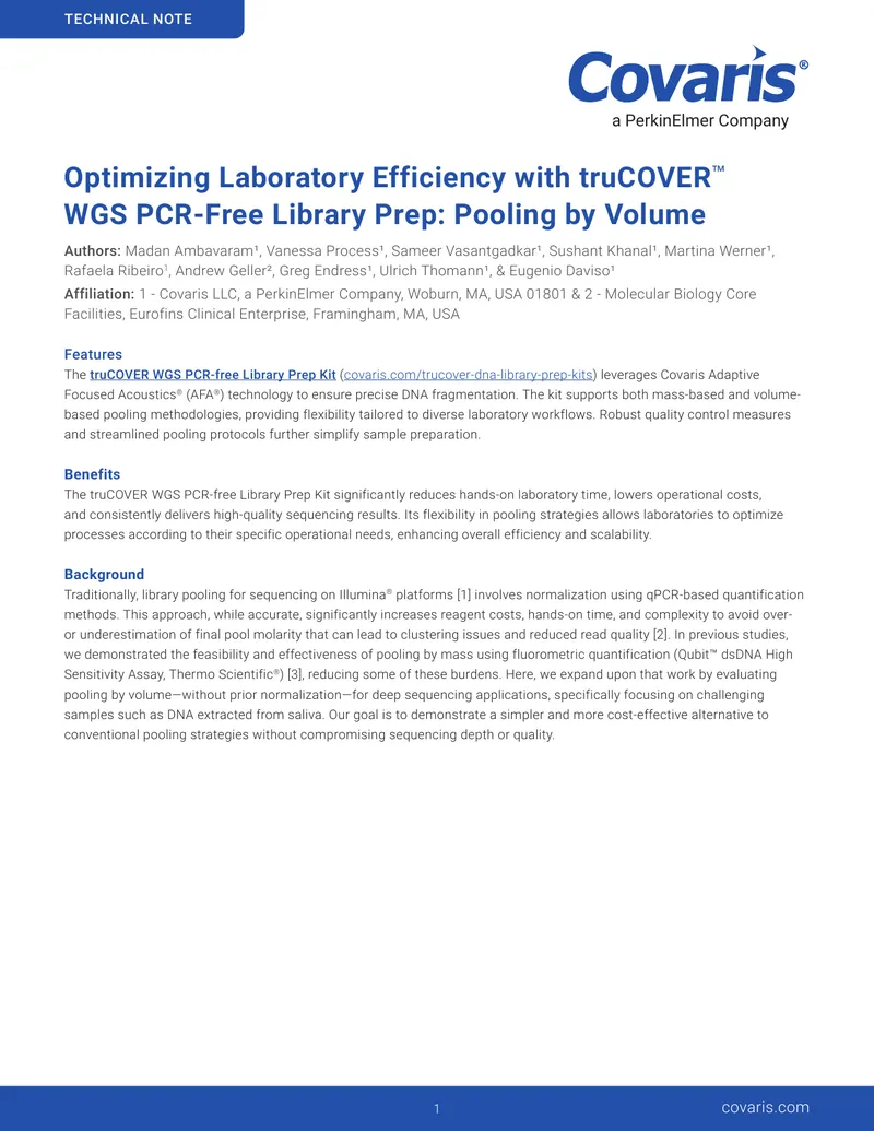 truCOVER WGS PCR-Free Library Prep Kit Evaluation preview page 1