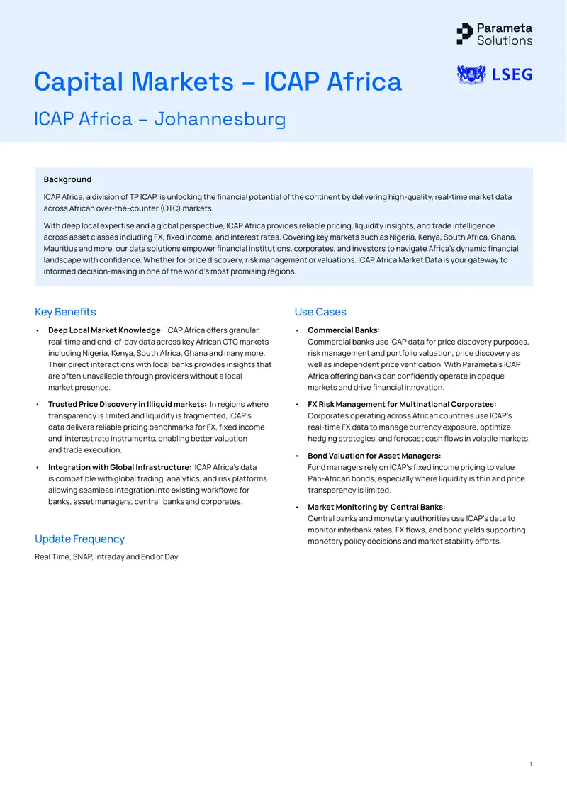 ICAP Africa Market Data Solutions Overview