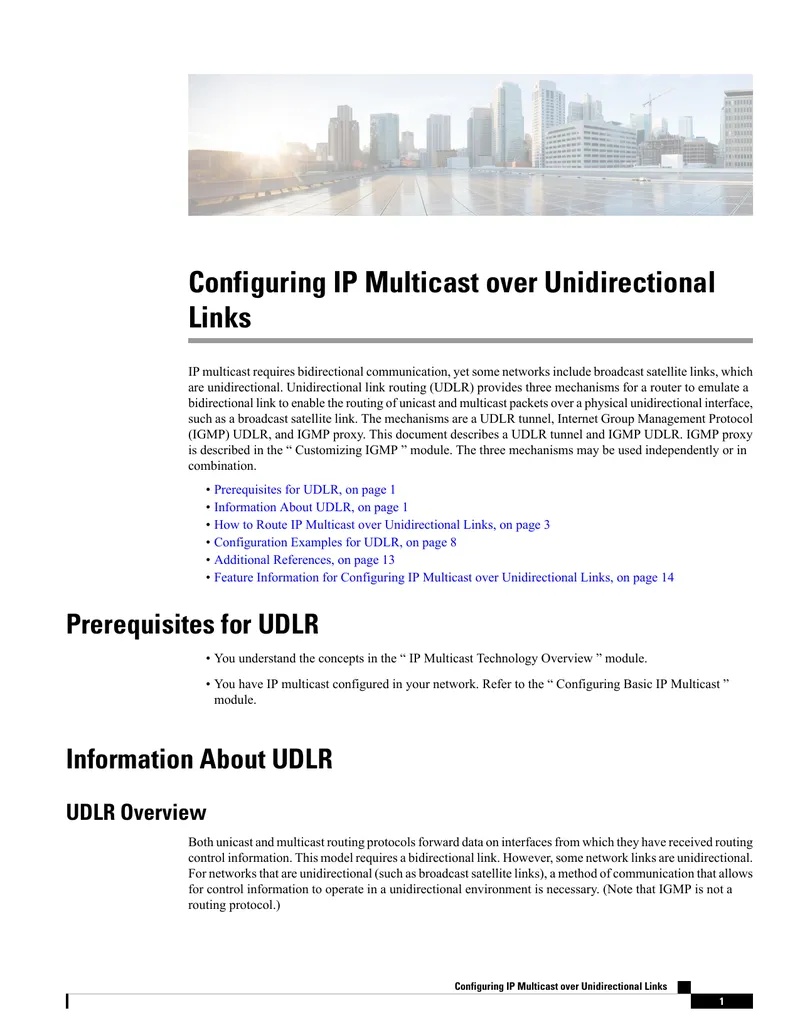 Configuring IP Multicast over Unidirectional Links