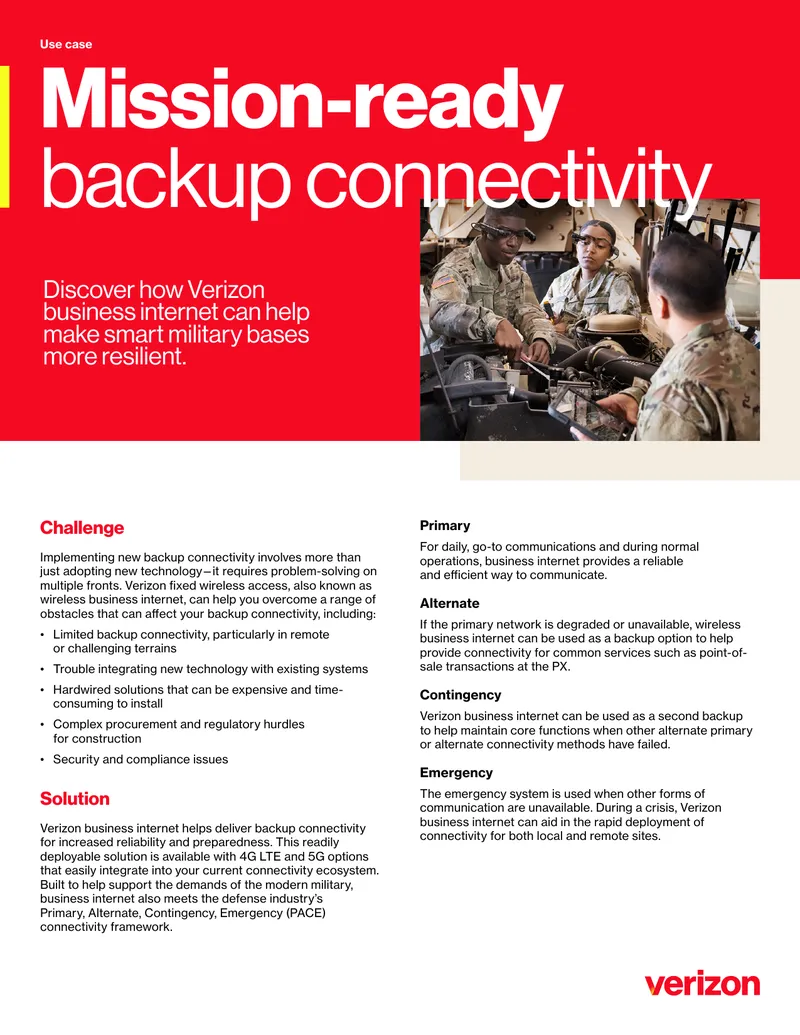 Verizon Business Internet Backup Connectivity Solutions