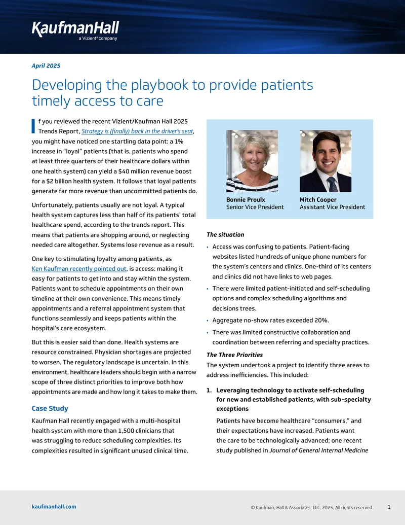Improving Patient Access in Healthcare Systems