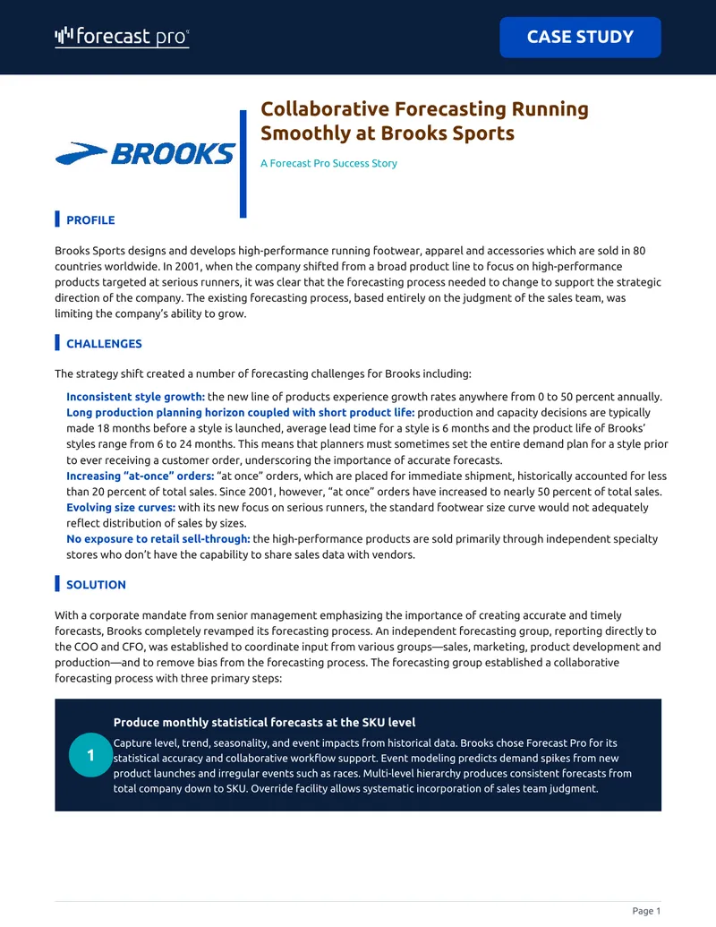 Collaborative Forecasting Process at Brooks Sports