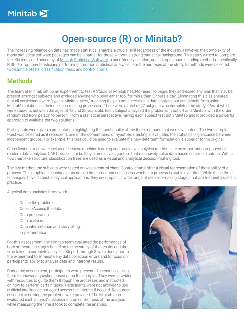 Comparison of Minitab and R for Statistical Analysis