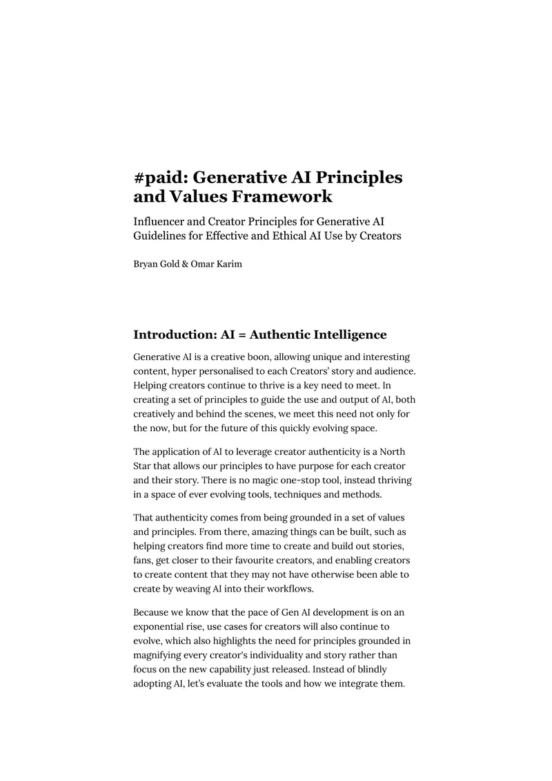 Generative AI Principles and Values Framework