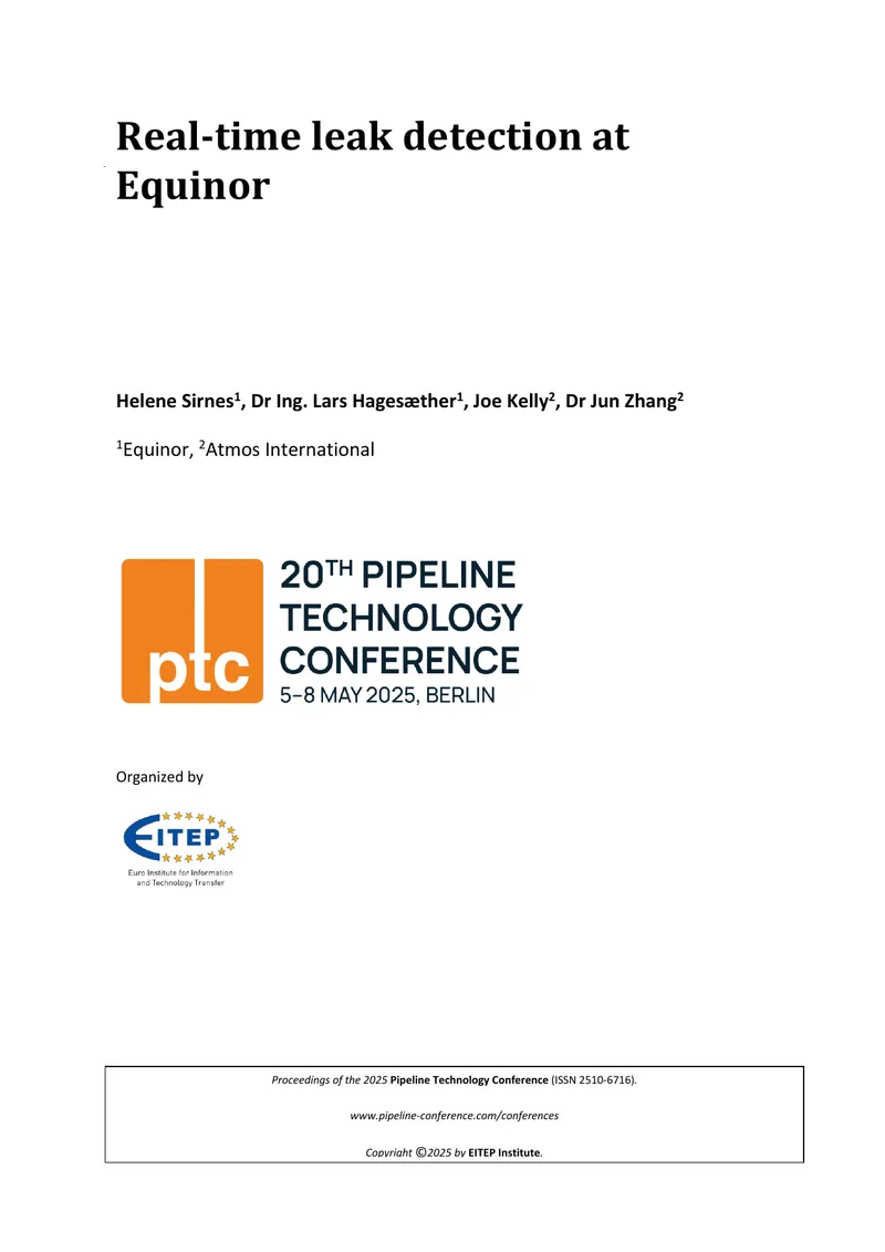 Real-Time Leak Detection Technologies at Equinor