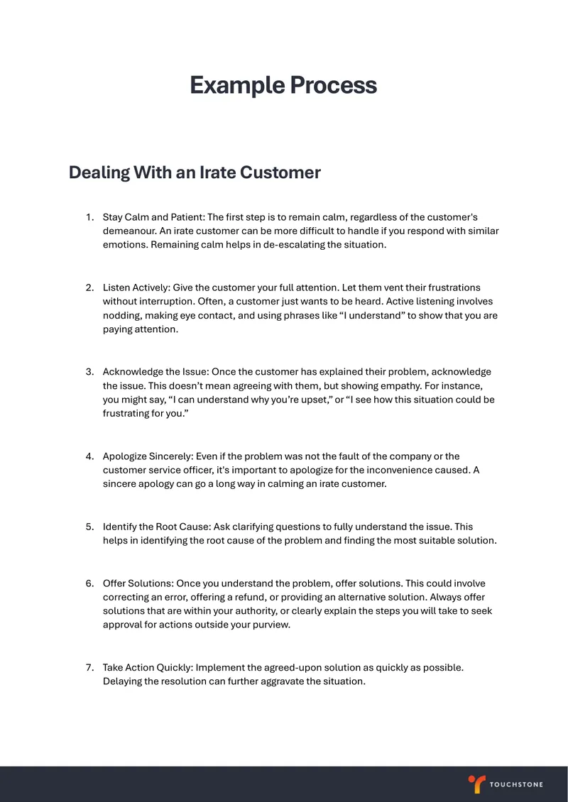 Process for Managing Irate Customers
